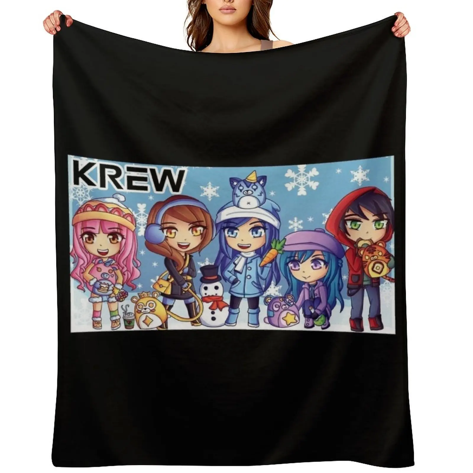 

the krew,Funneh Plushy on a scooter,itsfunneh Throw Blanket blankets and throws Giant Sofa warm for winter Baby Blankets