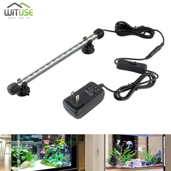 100-240v white lamp 19-48cm aquarium led light super slim fish tank aquatic plant grow lighting bright lamp us/uk/eu plug