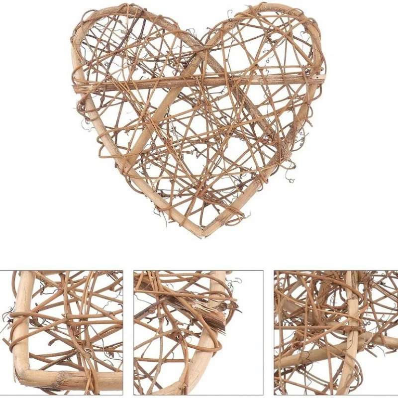 Rattan Love Shaped Wreath Rattan Circle Rattan Ring Christmas DIY Flower Shop Decoration Accessories