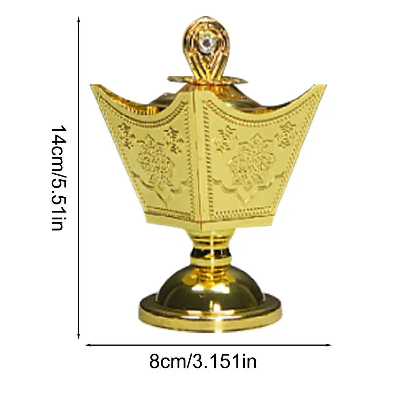 Ramadan Incense Burner Eid Mubarak Metal Craft Gold Plated Iron Incense Holders Islamic Muslim Party Decor Eid Al-Fitr Ornaments