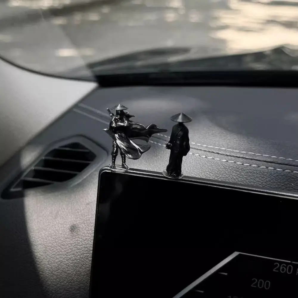 6Pcs/set Mini Chinese Swordsman Figure Cartoon Ancient Car Statue Ornament Exquisite Swordsman