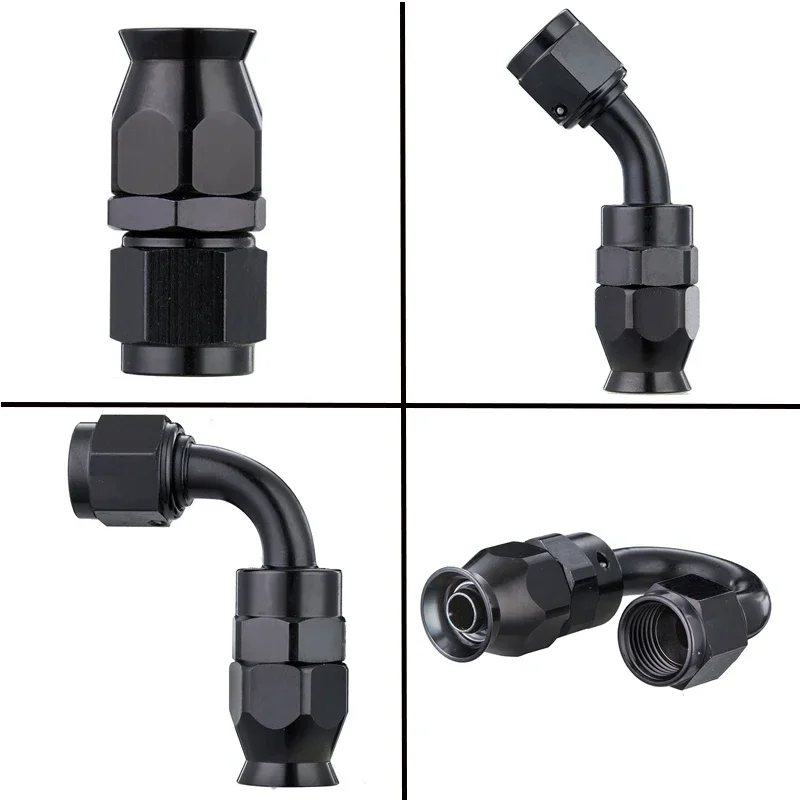 3AN 4AN 6AN 8AN 10AN 12AN Straight 0 45 90 180 Degree Swivel Hose End Fittings Adapter For PTFE E85 Oil Fuel Gas Line Pipe Black