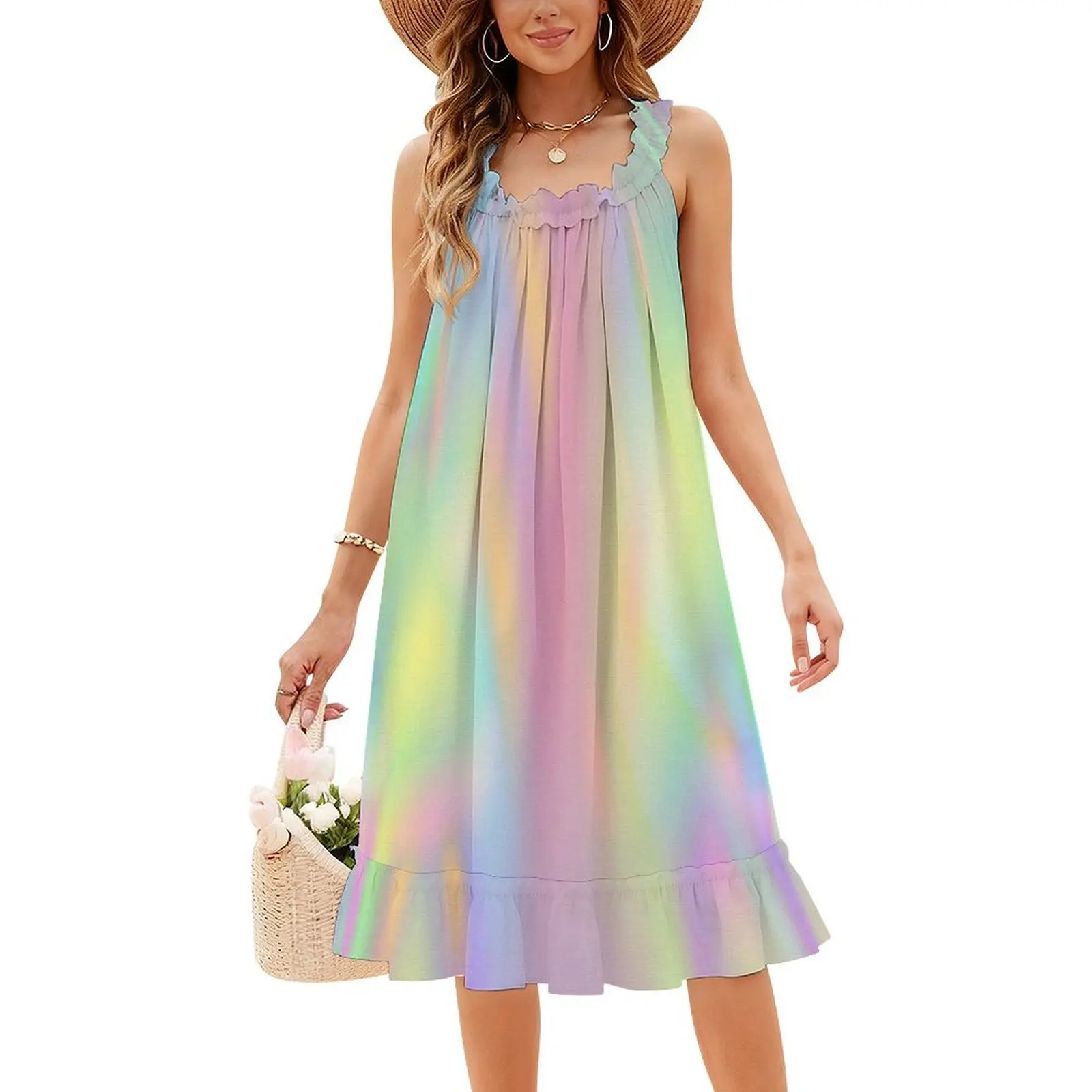 فستان هولو على الطراز الكوري للنساء فستان كاجوال أنيق للحفلات أو الارتداء اليومي هولو باستيل توهج حورية البحر الوردي للنساء #4