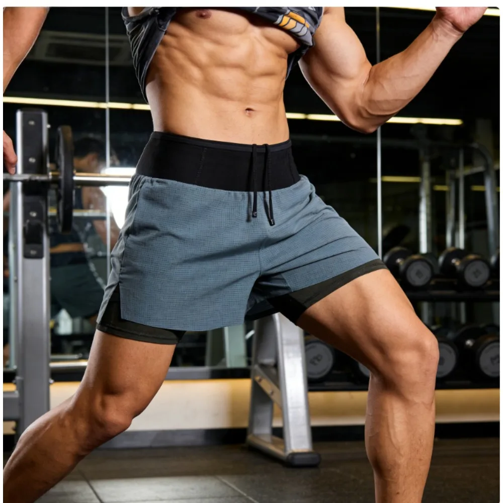 

Men's Quick-Dry Running Shorts Summer Marathon Fitness Basketball Shorts Double Layer Outdoor Hiking Shorts