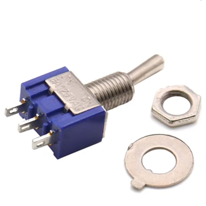 5pcs Miniature Lever Toggle Switch Single Pole Double Throw ON-OFF-ON /ON-ON 120VAC 6A Mounting MTS-102 103 202 203