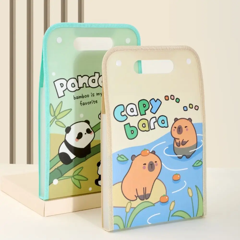 New Cute Capybara A4 File Folder Creative Cartoon Test Paper Storage Folder Waterproof 13 Pockets Portfolio