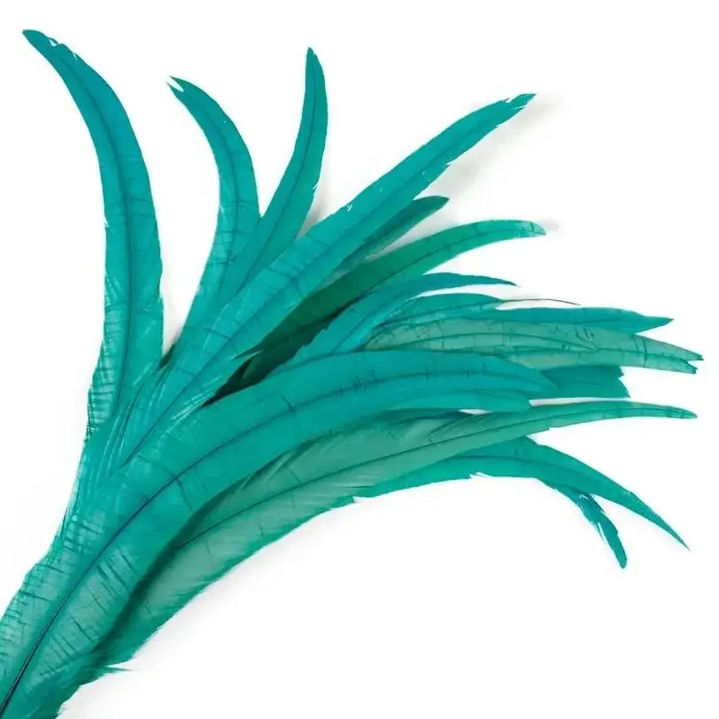 50PCS Green Rooster Tail Feather Real Rooster chicken Plumas Pheasant Cock-Tails Plumes Party Carnival Mask Clothes Decorations