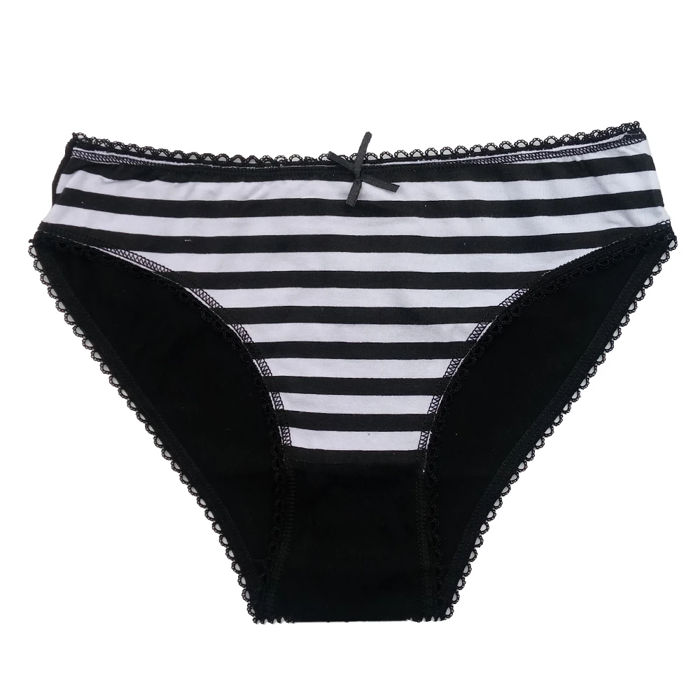 Sexy Women Panties Cotton Striped Briefs for Women Girls Bow Shorts Underpants Lingerie 3 Pcs/set