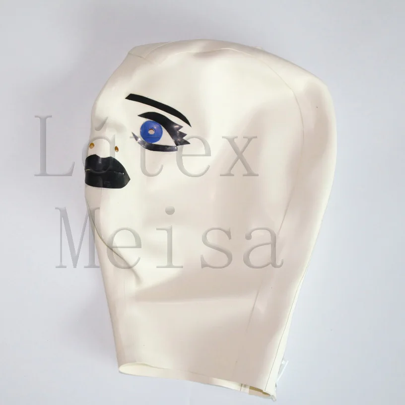 

Cartoon design latex mask open nostrils with back zip for women