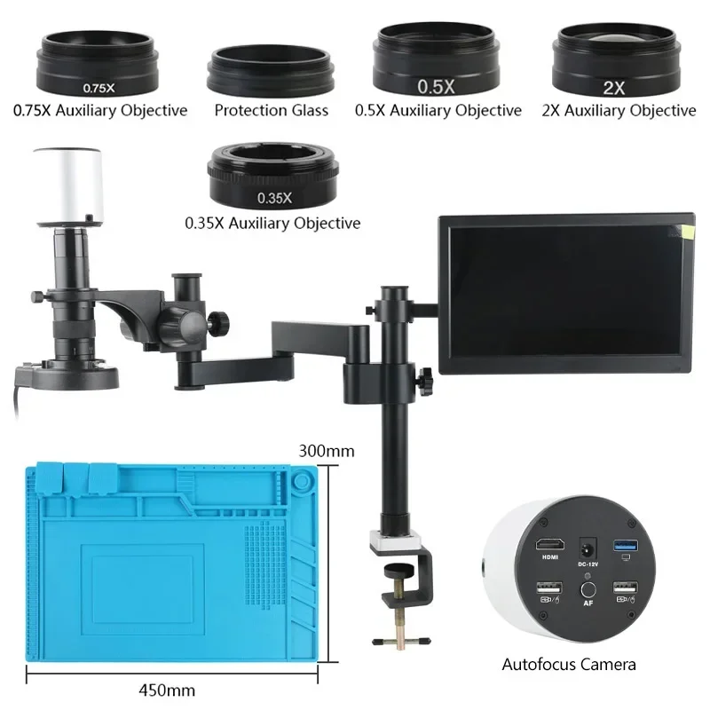 Autofocus SONY IMX334 4K HDMI USB PC Measuring Video Microscope Camera 11.6