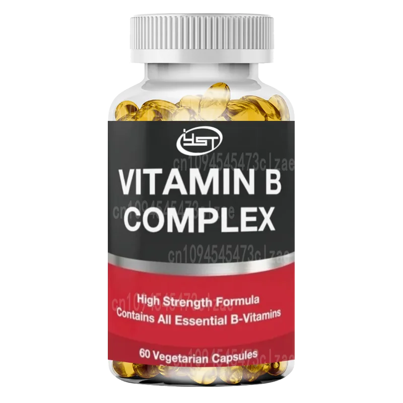 60 كبسولة نباتية من فيتامين ب12، ب1، ب2، ب3، ب5، ب6، ب7، ب9، فولات بي فيتامينات معقدة