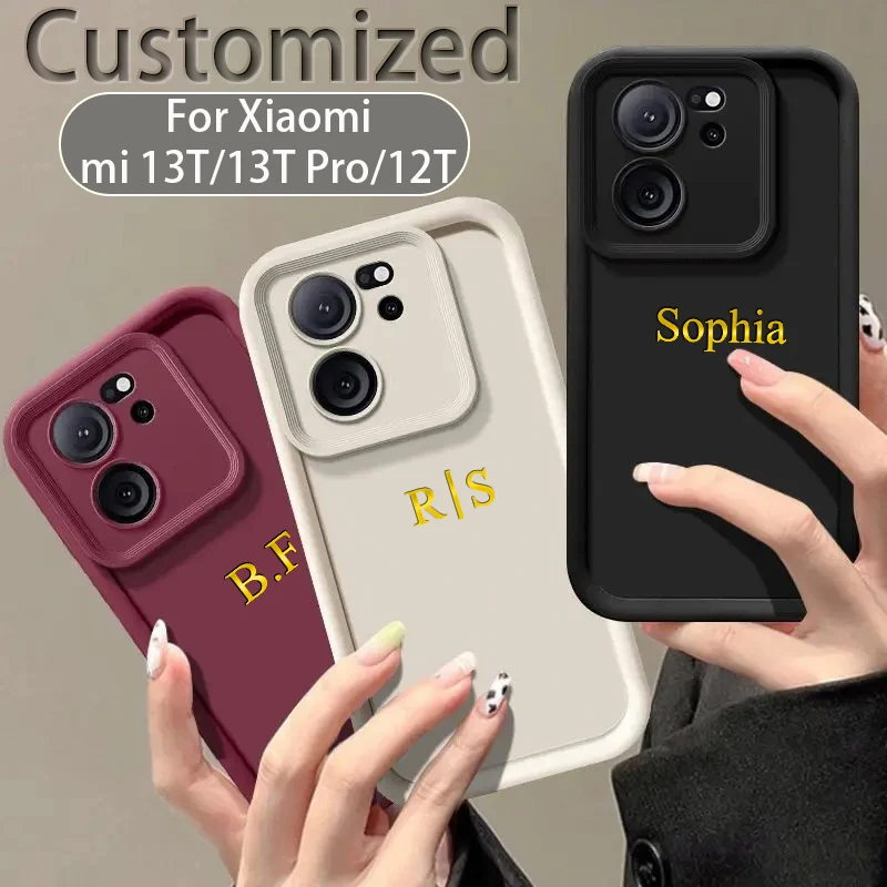 For Xiaomi mi 13T Pro Personalized Custom Initials Name Case mi 13T mi 13T Pro mi 12T Candy Bumper Drop Soft Protective Cover