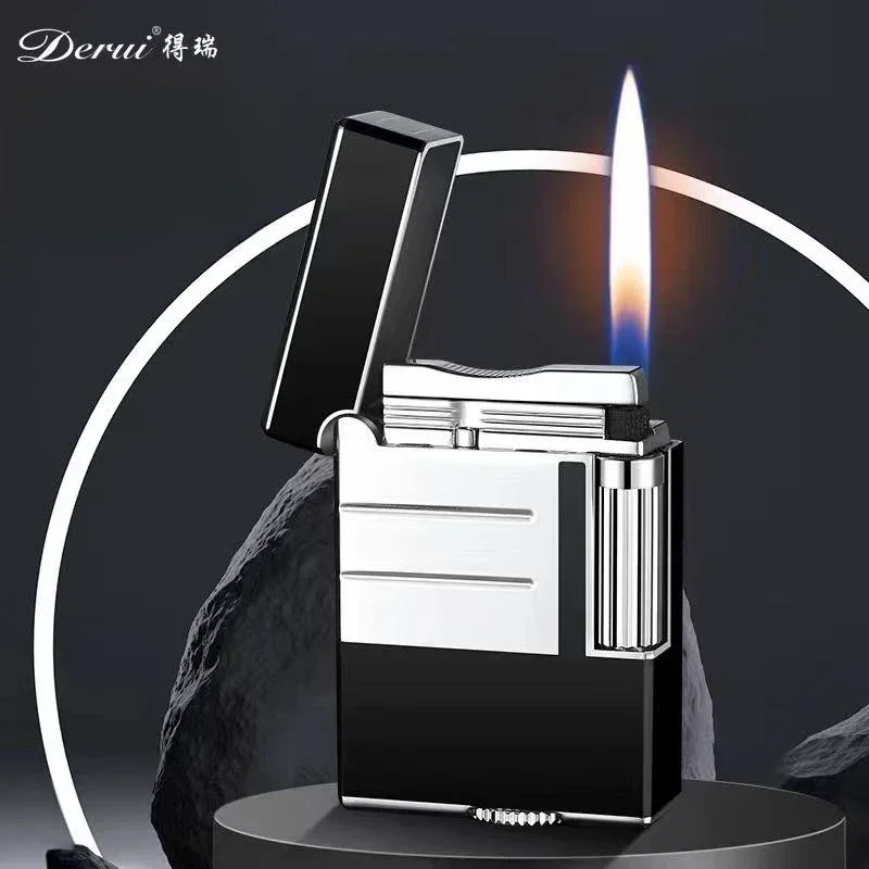 New Derui Metal Side-sliding Grinding Wheel Ignition Exquisite Sculpture Loud Butane Gas Inflatable Lighter High-end Gift