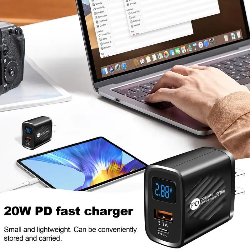 

Сетевое зарядное устройство PD20W с двумя портами USB Type C и USB, блок адаптера 5V3.1A, зарядное устройство для планшетов, быстрая зарядка