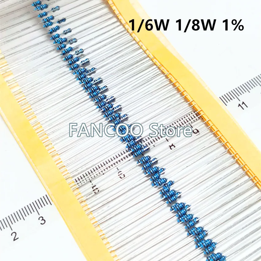 5000PCS/BOX 1/6W 1/8W 1% Metal Film Resistor 11K-100K 12K 13K 15K 16K 18K 20K 22K 24K 27K 30K 33K 36K 39K 43K 47K 51K 56K 62K