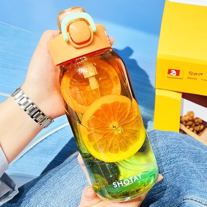 

Simple Tritan Water Cup Transparent Gradual Change Color Large Capacity Kettle Portable High Value with Scale Straw Cup 2