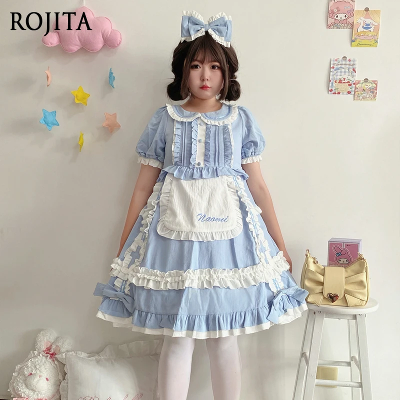 

Blue Lolita Little Nurse Dress 2025 Summer New Soft Girl Mid-length Dress OP Doll Collar Puff Sleeve A-line Dress