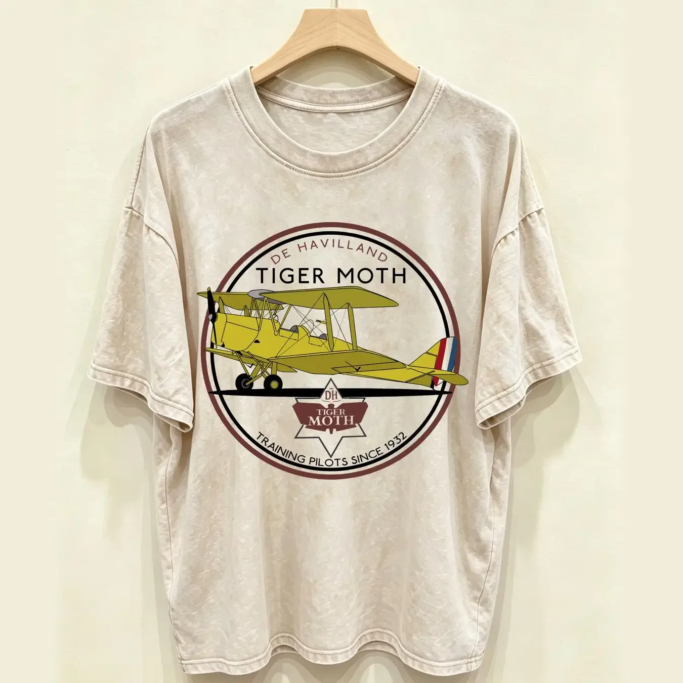 washed T Shirt Aeroclassic Vintage Tiger Moth Aircraft vintage Washed designer clothes graphic streetwear Versatile