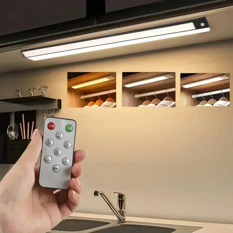Wireless LED Night Light Motion Sensor USB Rechargeable Strip For Bedroom Kitchen Cabinet Lamp Remote Control Lighting