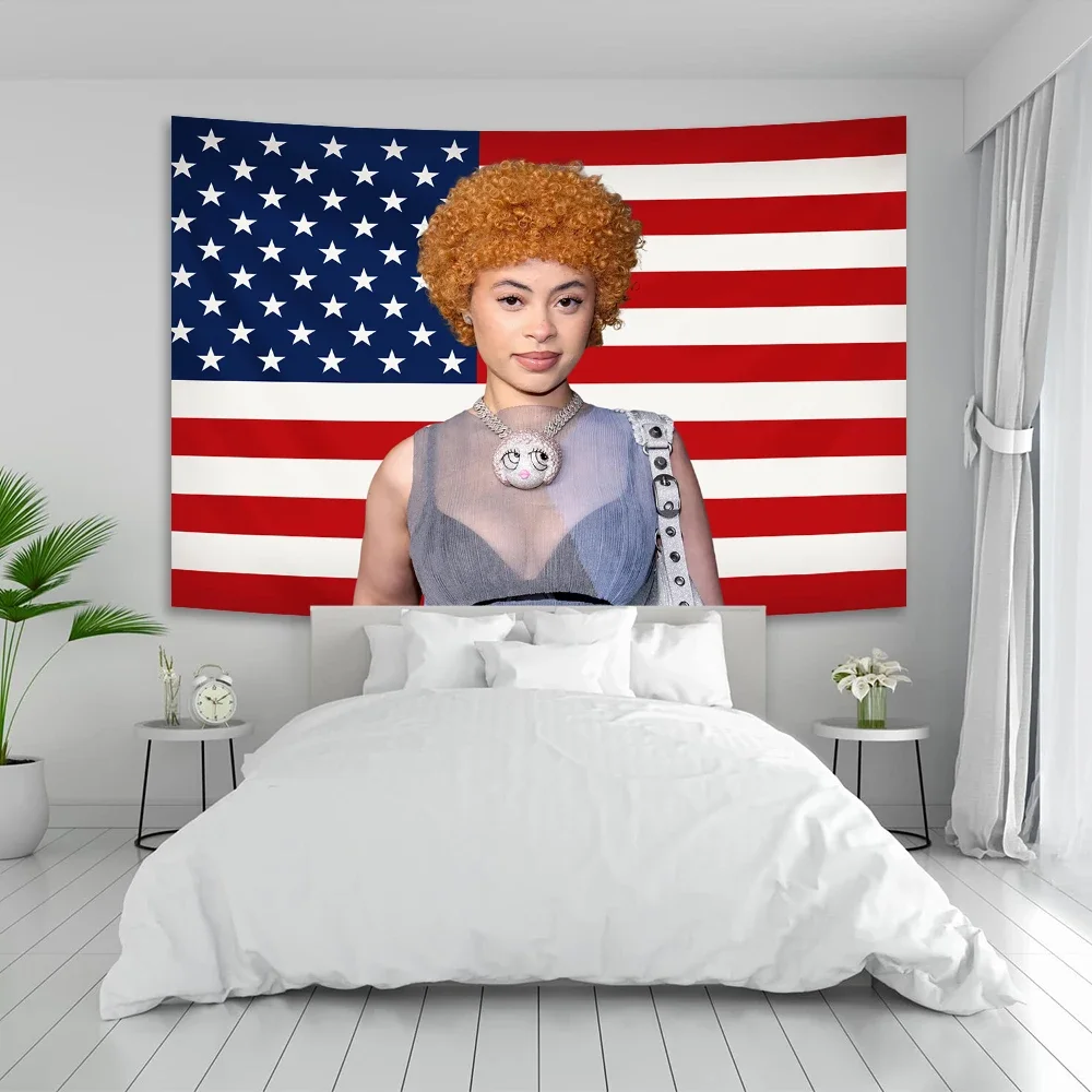 American Hip-Hop Singer Ice Spice Spice Tapestry o Flag Bohemia Wall Hanging estetica Room Decor pittura per camera da letto