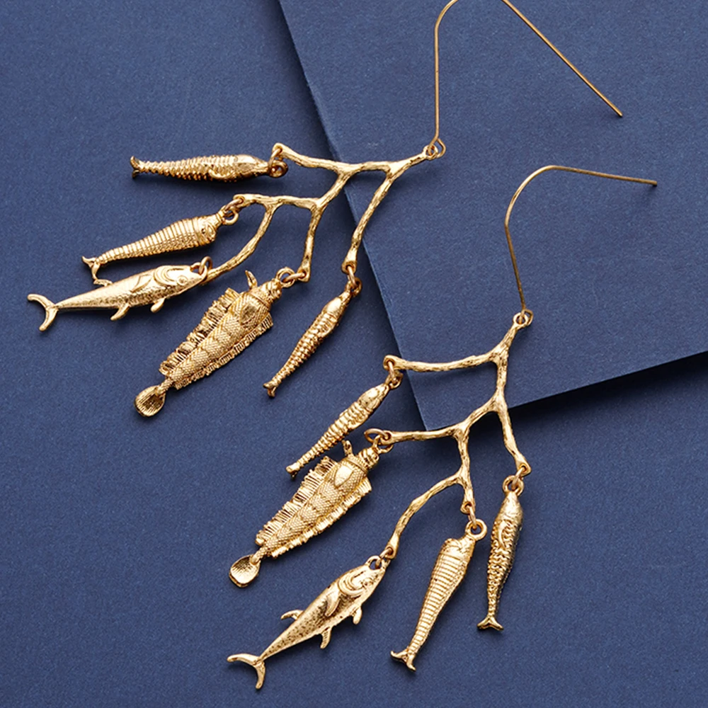 

Summer Gold Fish for Women Girls Mermaid Earring Funny Cute Statement fashion Animal earrings free shipping