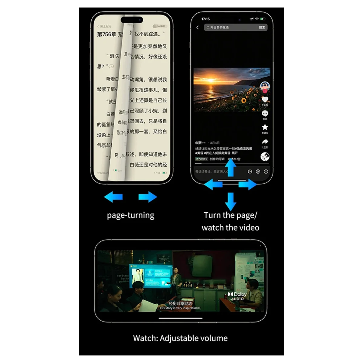 

2025+-12 Roller Fingertip Ring Remote Control Wireless Bluetooth Mobile Selfie Mice Video Automatic Page Turner Browsing