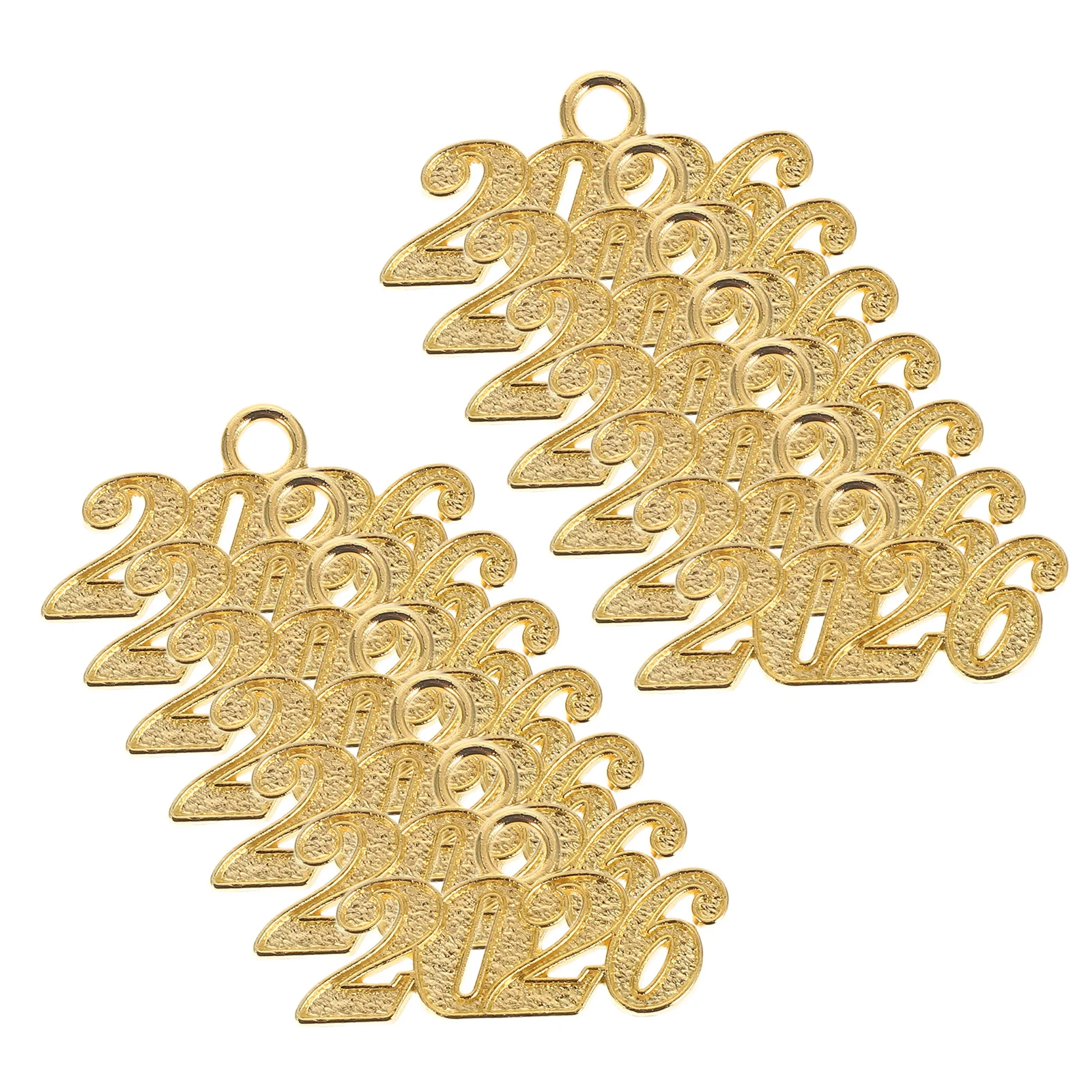 

100Pcs 2026 Graduation Charms Metal Number Pendant Tassel Craft Accessories Jewelry Making Graduation Cap Keychain DIY