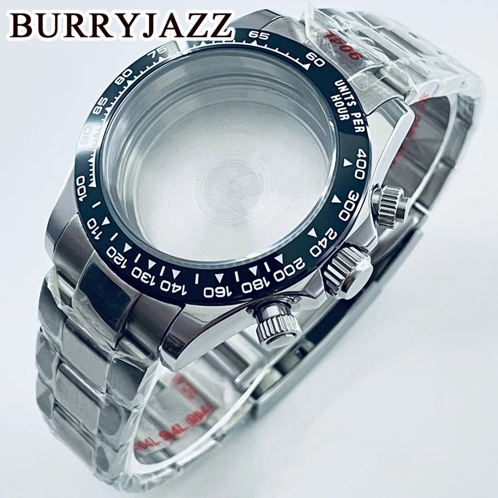 Chronographe à quartz VK63A de 40 mm pour Daytona avec bracelet poli, boîtier de montre en cristal saphir, mouvement VK63 VK64, lunette en céramique