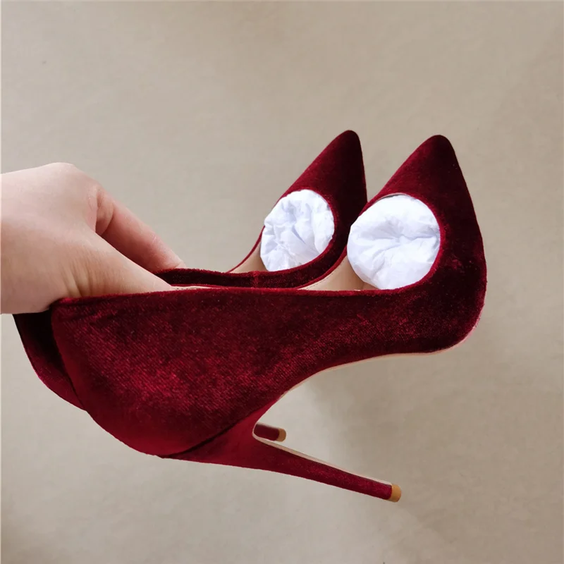 

Heelgoo Classic Design Women Flock Pointy Toe High Heel Shoes Elegant Ladies Slip On Stiletto Pumps Solid Plain Burgundy Green