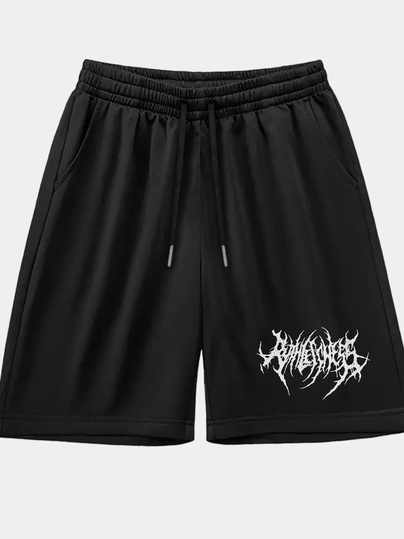 

Черные прямые шорты с принтом, повседневные шорты с карманами и шнурком, летние, для фитнеса на открытом воздухе, мужские шорты