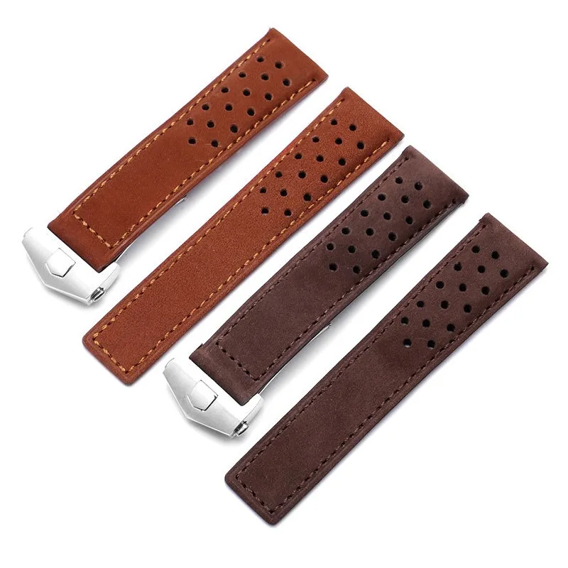 for TAG HEUER CARRERA Monaco Series Matte Cow Leather Smartwatch Straps Genuine Leather Watchband 20/22/24mm Universal Bracelets