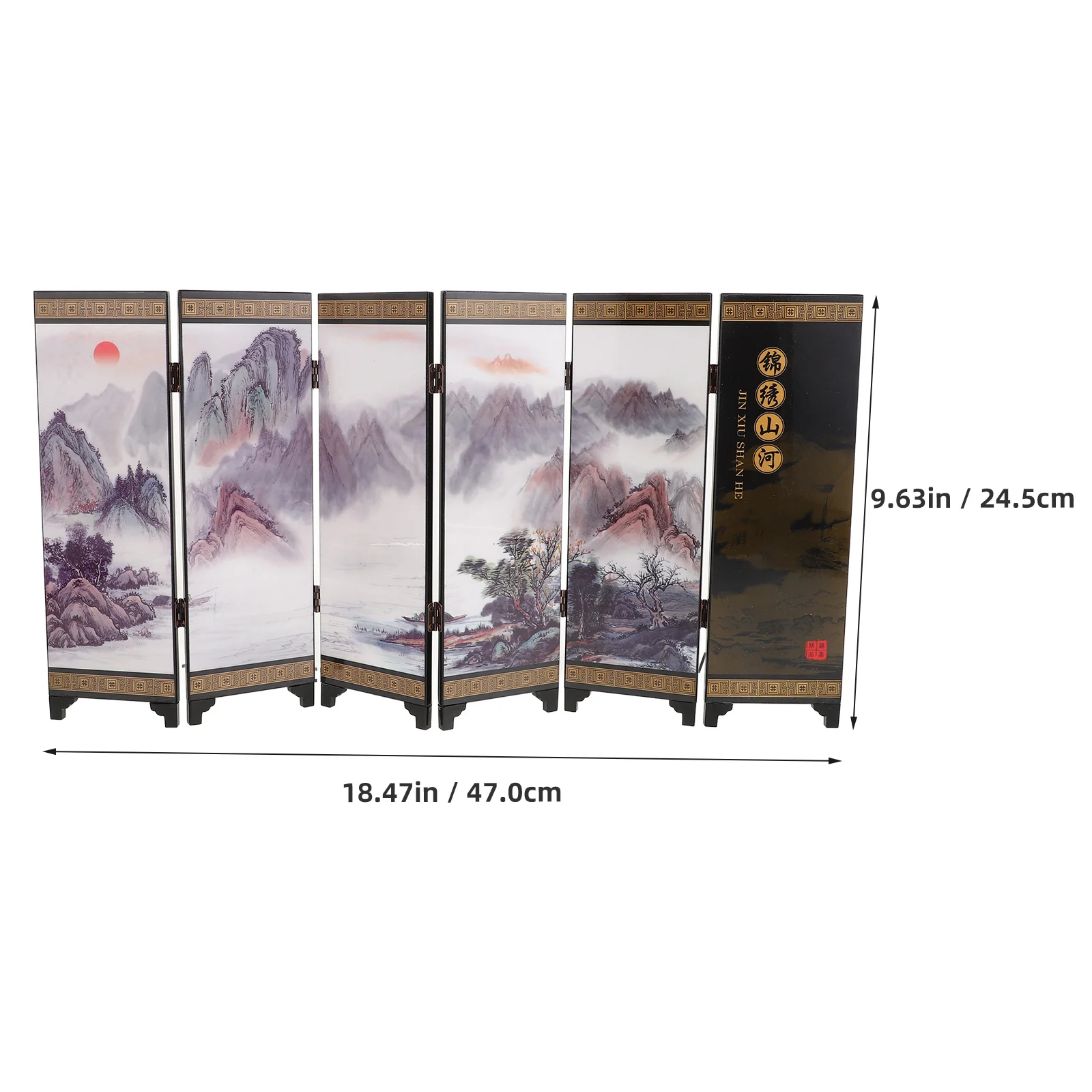 Chinese Style Lacquer Small Screen Travel Wooden Foldable Privacy Screens