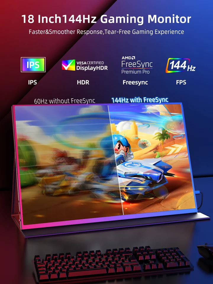 UPERFECT 18インチ WQXGA 2560×1600 144hz モバイルモニター S6293a539a57b46f5b0f58157a3034