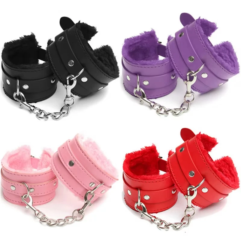 SM Handcuffs Sex Ankle Cuff BDSM Bondage Restraints Soft Plush Handcuff Adult Game 18+ Erotic Couple Sextoy Sex Supplies Shop PU