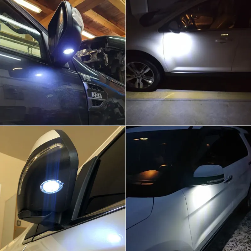 2PCS LED Under Side Mirror Puddle Light Module Lamp For Ford Mondeo MK5 Galaxy S-Max Ecosport Edge Explorer Ranger TKE Limited