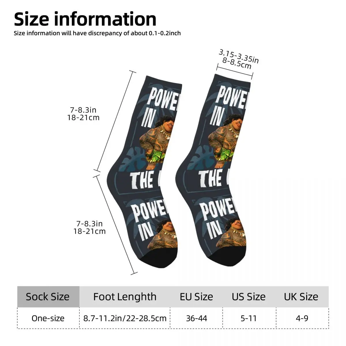 Winter Warm Harajuku Men\'s Women\'s Moana Maui Power Is In The Hook Portrait Socks Non-slip Football Socks