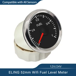 52mm WiFi Fuel Gauge Electrical Fuel Level Meter Compatible with All Types and Ranges Ohm Signal Sensor DC 12V 24V Waterproof