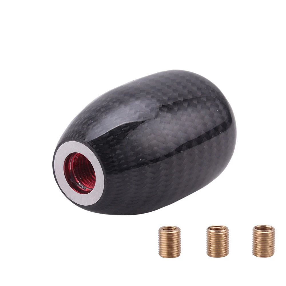 Car Carbon Fiber Gear Shift Knob Stick MT AT Gearstick Shifter Lever Cylindrical Round Shape Manual Knobs Fit For Honda Toyota