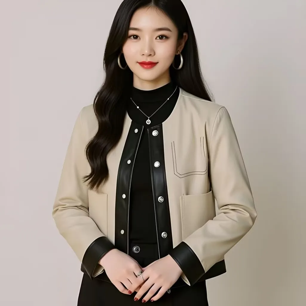 2025 nuova primavera autunno casual giacca in pelle allentata sottile per le donne moda vento corto cappotto in PU bottoni larghi top in pelle da donna