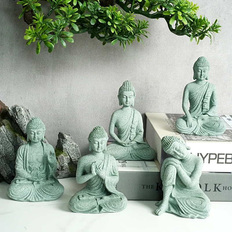 Resin Buddha Statue Meditation Sakyamuni Statuette Decorative Home Decor Feng Shui Sculpture Not Big Figurines for Interior