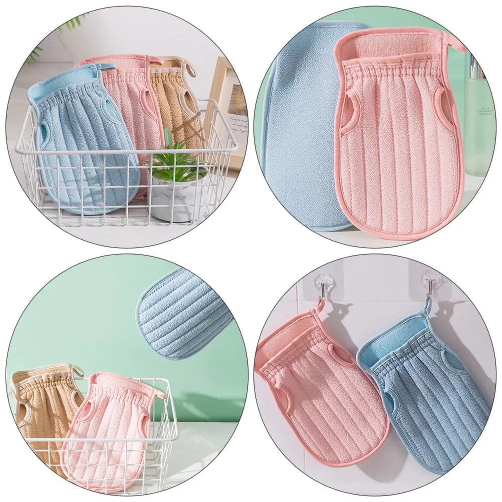 3Pcs Comfortable Shower Skin Scrubber Mitt Set Lightweight Exfoliating Bath Tool for Body Arms Legs Chest Back Effective Gentle
