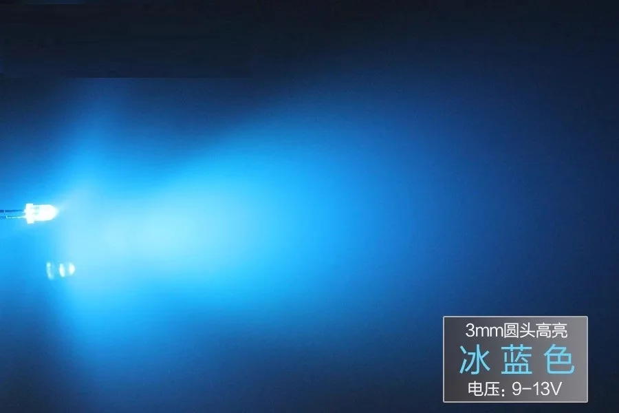 100 Pçs/lote F3 Gelo Azul LED Diodo Emissor de Luz 12V 3mm circular