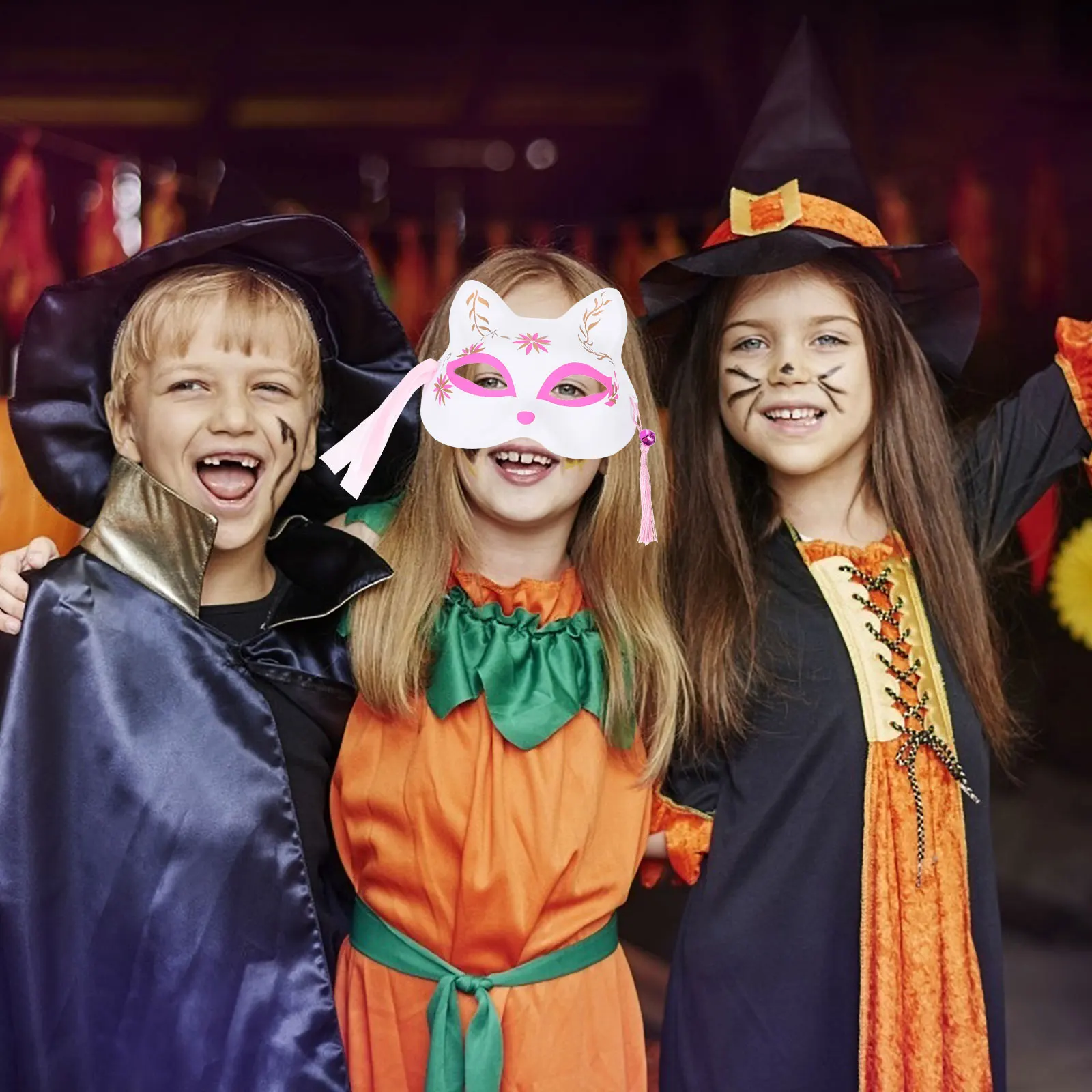 2 ชิ้นฟ็อกซ์หน้ากากฮาโลวีนสุนัขจิ้งจอกครึ่งหน้าหน้าพรหมสวมหน้ากากตกแต่งเด็กพลาสติกเด็ก