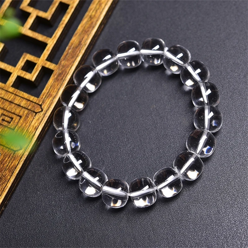 12MM Natural Clear Quartz Bucket Bead Bracelet Crystal Yoga Reiki Healing Stretch Female Holiday Gift 1PCS