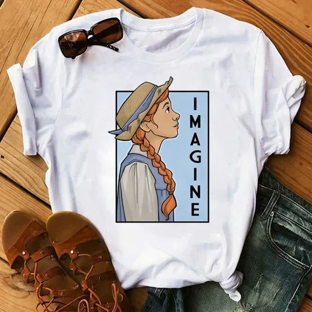

women t shirt 2024 Female Anne shirley Green gables tshirt novel imagine strong female Cute Short Sleeve Tops Girl T shirt Tee
