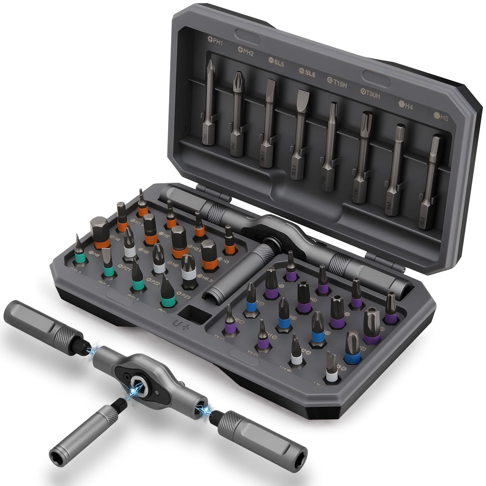 

42-in-1 Ratchet Screwdriver Set with 40 Magnetic Bits T-Handle Portable Mini Repair Tool Set Suitable for Home and Office Use