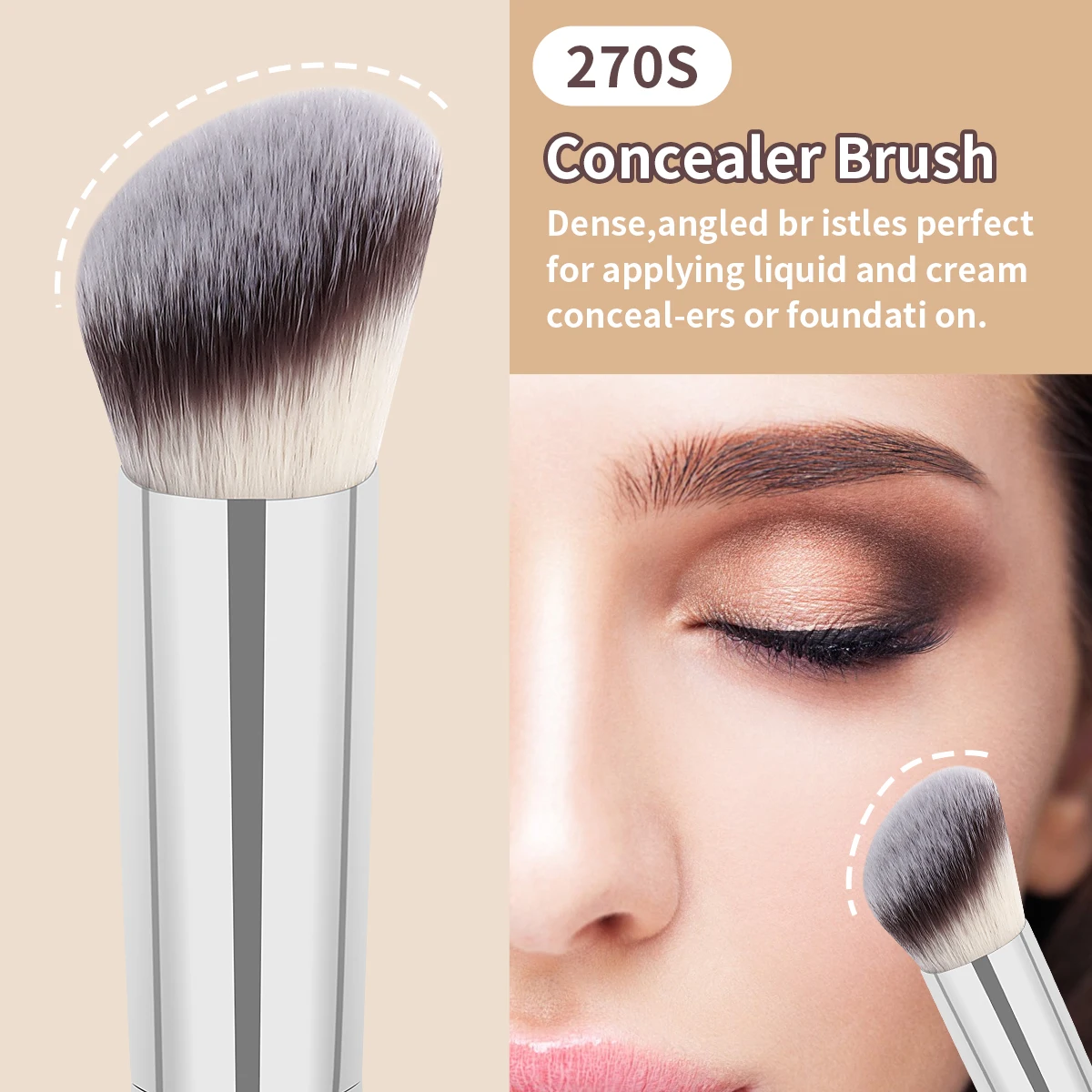 MAANGE 2PCS Makeup Brushes Under Eye Concealer Brush Soft Fluffy Foundation Contour Brushes for Blending Liquid Cream Cosmetics