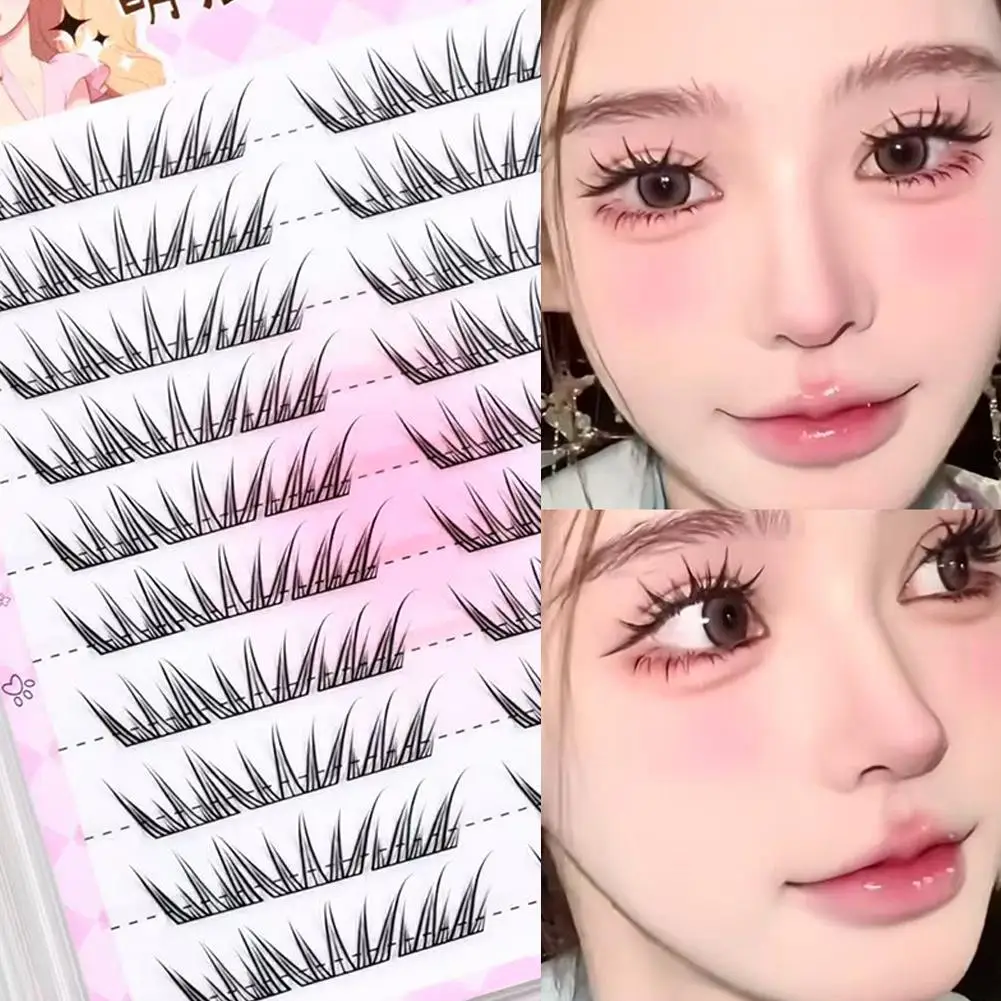 No Glue Need Korean Manga False Eyelashes Foxed Eye Mixed Individual Lashes Cluster Curling Long And Thick Natural Eyelashes