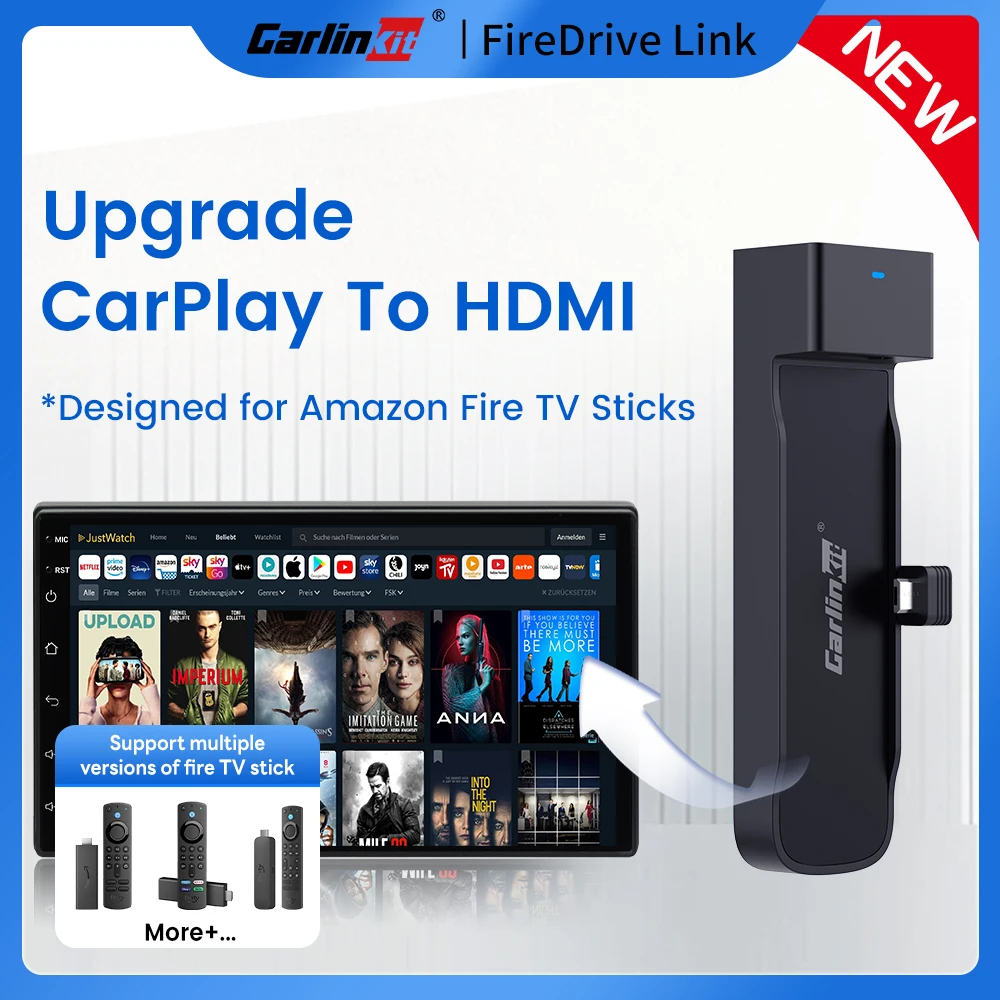 CarlinKit CarPlay to HDMI Adapter for Fire TV Stick Video Streaming Box in Car Designed for Amazon Fire TV Sticks HD 4K Max Lite