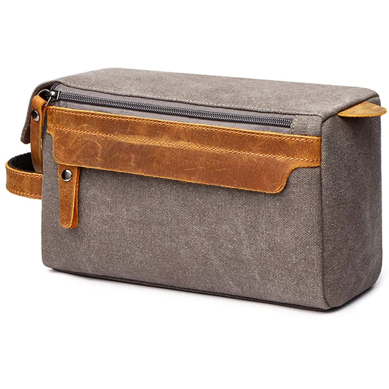 Men‘s Canvas Toiletry Bag Bathroom Wash Shaver Organizer Handbag Women Makeup Bag High Capacity Storage Case Travel Cosmetic Bag